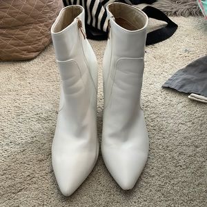 White heeled booties